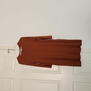 Time and Tru Brown Super Soft Longsleeved Midi w Pocket Dress. Sz M 8-10
